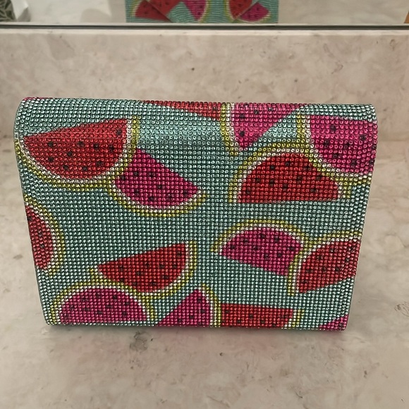 NINA WATERMELON PRINT CRYSTAL CLUTCH WITH DETACHABLE STRAP - Picture 3 of 9